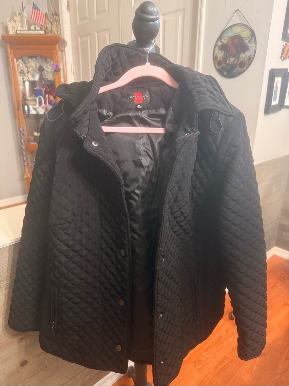 Gallery Black Quilted Puffer Coat